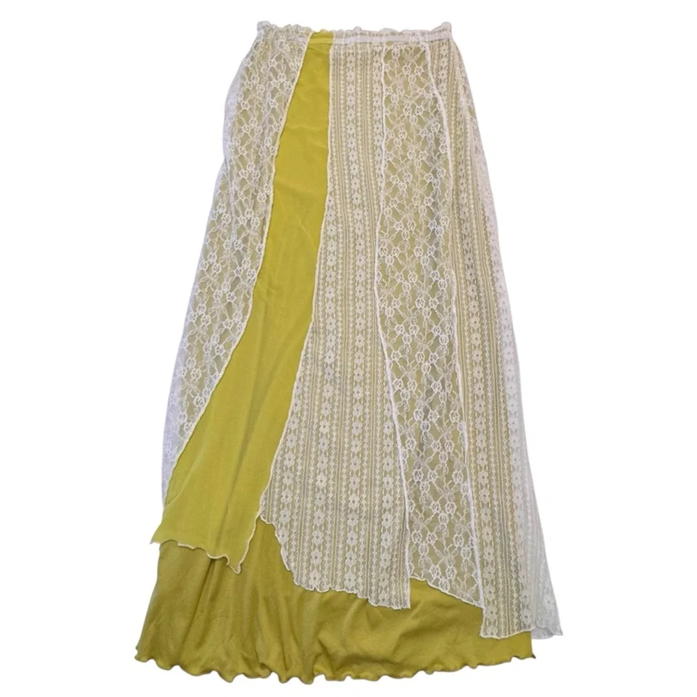Urban Outfitters Beatrix Spliced Maxi Skirt Lace Boho Fairycore‎ Y2K Coquette